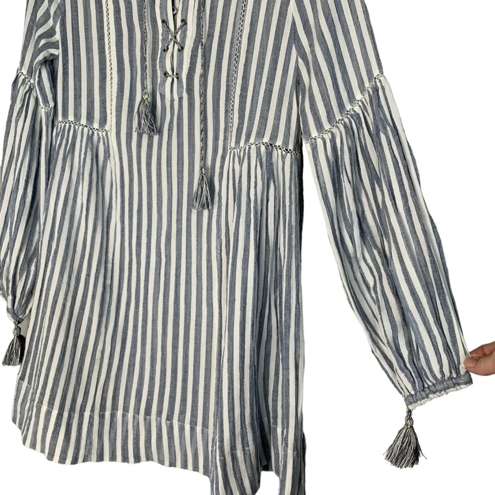 Ulla‎ Johnson Helena blue and white stripe boho dress. Size 4 - Picture 6 of 14